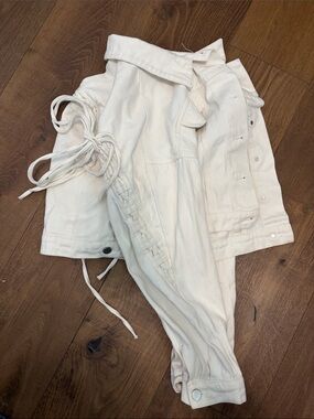 White Lace-Up Denim Jacket
